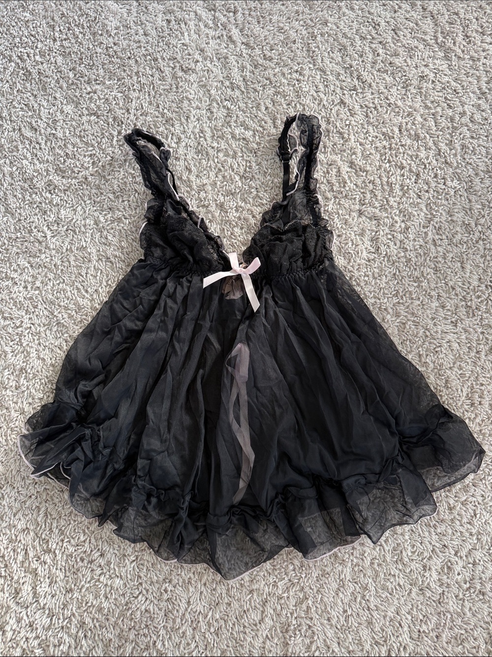 NWT: Victoria Secret Black Sheer Lace Babydoll Nightie